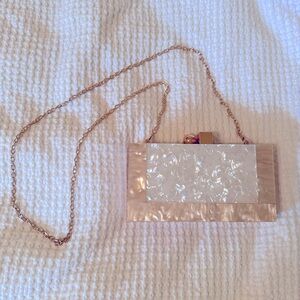 Pink and White Acrylic Crossbody Chain Clutch